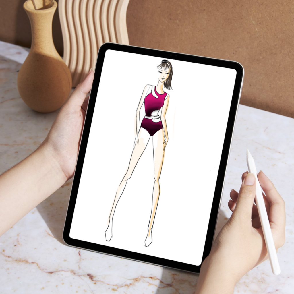 Conception d'un dessin de justaucorps sur une tablette